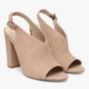 STEVE MADDEN Nude Riley Open Toe 4" Block Heels